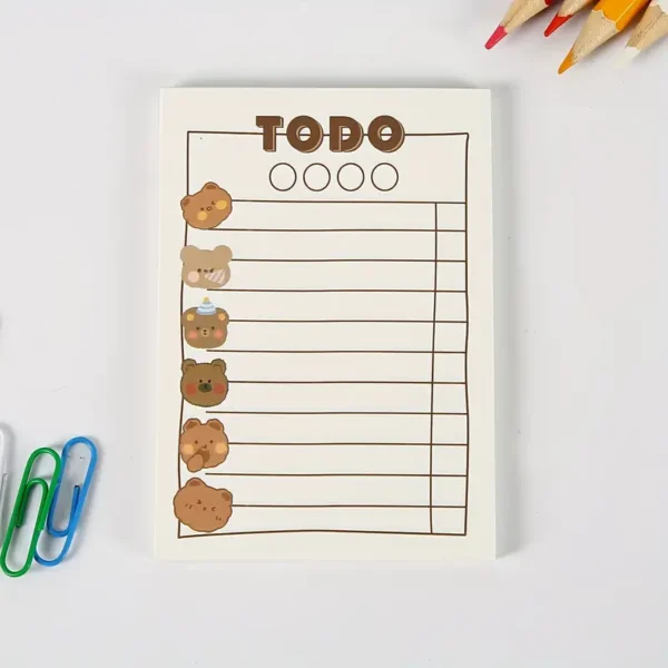 4 Pack Cute Cartoon Bear Daily Planner Sticky Notes