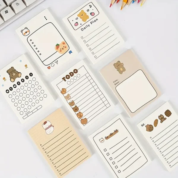 4 Pack Cute Cartoon Bear Daily Planner Sticky Notes