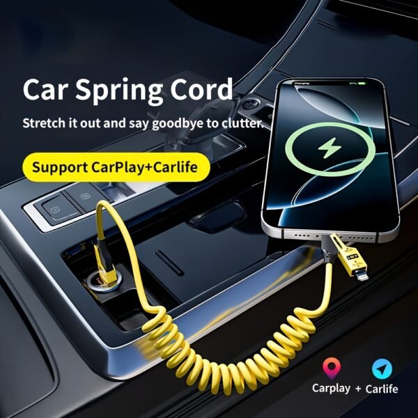 4-In-1 Spring Data Cable 65W Fast Charging Multi-Connector Charging Cable 149.35cm