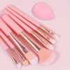 Beginner-Friendly Pink Soft-Bristle Makeup Brush Set – 7 Pieces