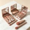Portable 5-Piece Makeup Brush Set with Mirror Storage Case
