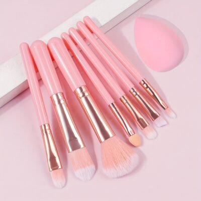 Beginner-Friendly Pink Soft-Bristle Makeup Brush Set – 7 Pieces