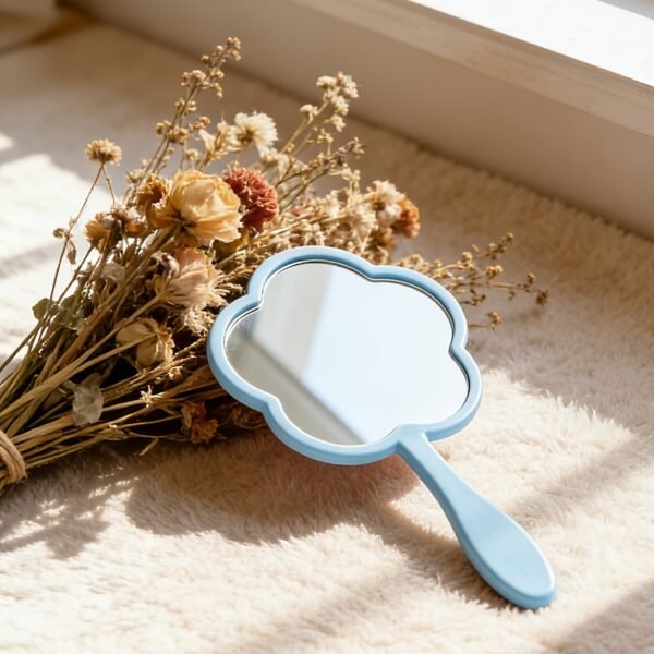 Portable Flower-Shaped Handheld Mirror – Random Colour