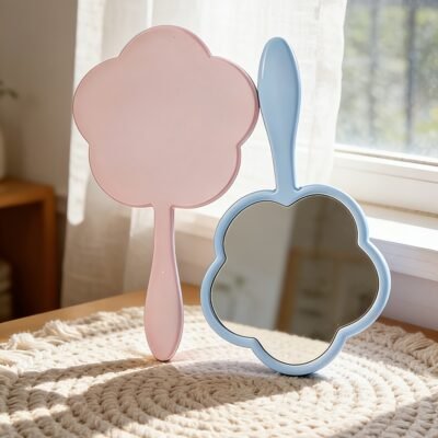 Portable Flower-Shaped Handheld Mirror – Random Colour