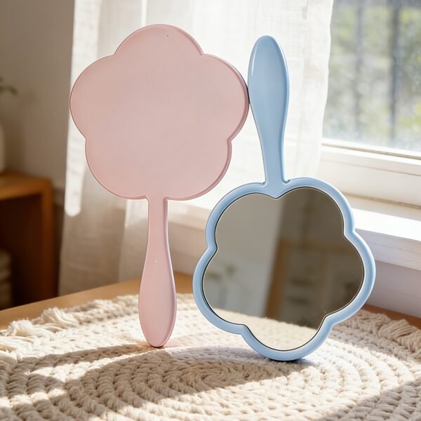 Portable Flower-Shaped Handheld Mirror – Random Colour