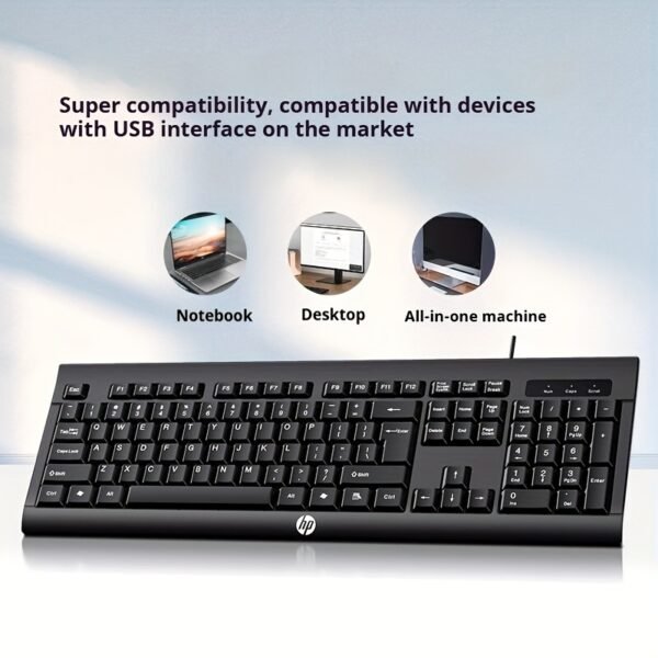 HP KM100 Wired Keyboard & Mouse Combo Set with USB Interface Ergonomic Design