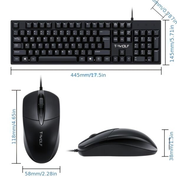 Wired Keyboard And Mouse Set for PC Laptop Office Esports Gaming